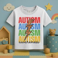 Autism Awareness Retro Cheetah Lightning Toddler T-Shirt