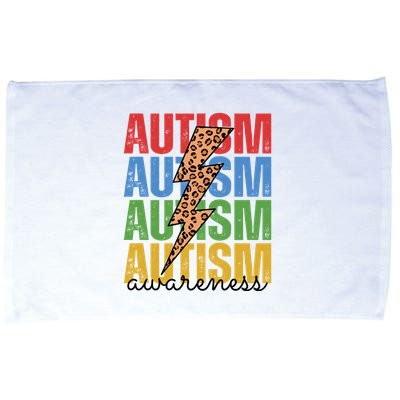 Autism Awareness Retro Cheetah Lightning Microfiber Hand Towel