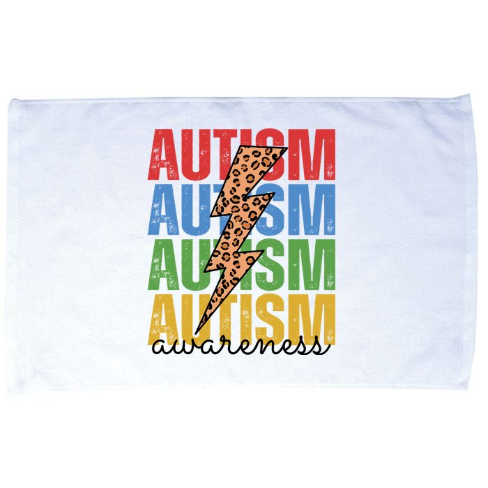 Autism Awareness Retro Cheetah Lightning Microfiber Hand Towel