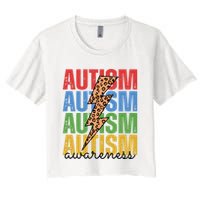 Autism Awareness Retro Cheetah Lightning Crop Top