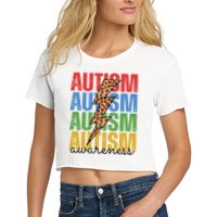 Autism Awareness Retro Cheetah Lightning Crop Top