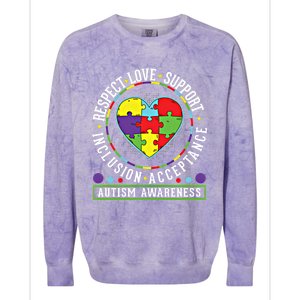 Autism Awareness Respect Love Support Inclusion Acceptance Cute Gift Colorblast Crewneck Sweatshirt