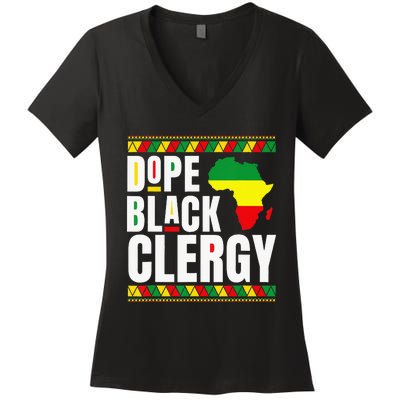 African American Religious Proud Dope Black Clergy Women's V-Neck T-Shirt