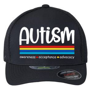 Autism Awareness Retro Acceptance Advocacy Advocate For Autism Flexfit Unipanel Trucker Cap