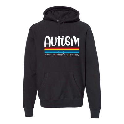 Autism Awareness Retro Acceptance Advocacy Advocate For Autism Premium Hoodie