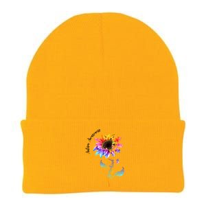 Autism Awareness Rainbow Sunflower Knit Cap Winter Beanie