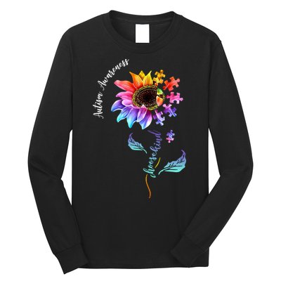 Autism Awareness Rainbow Sunflower Long Sleeve Shirt