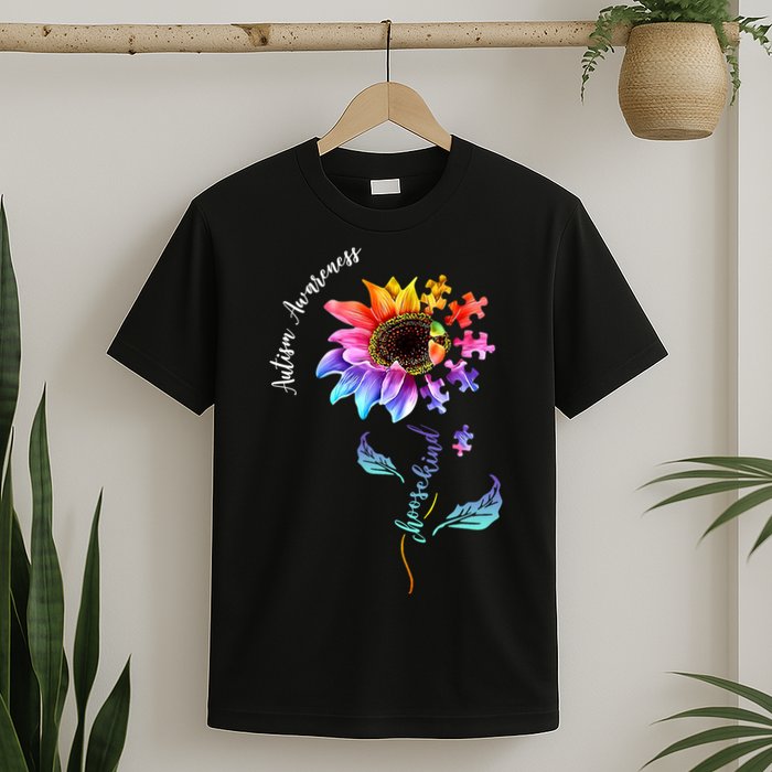 Autism Awareness Rainbow Sunflower T-Shirt