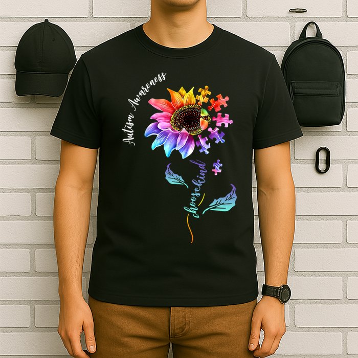 Autism Awareness Rainbow Sunflower T-Shirt