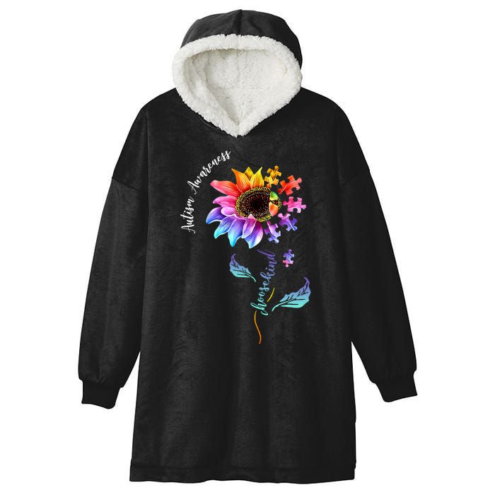 Autism Awareness Rainbow Sunflower Hooded Wearable Blanket