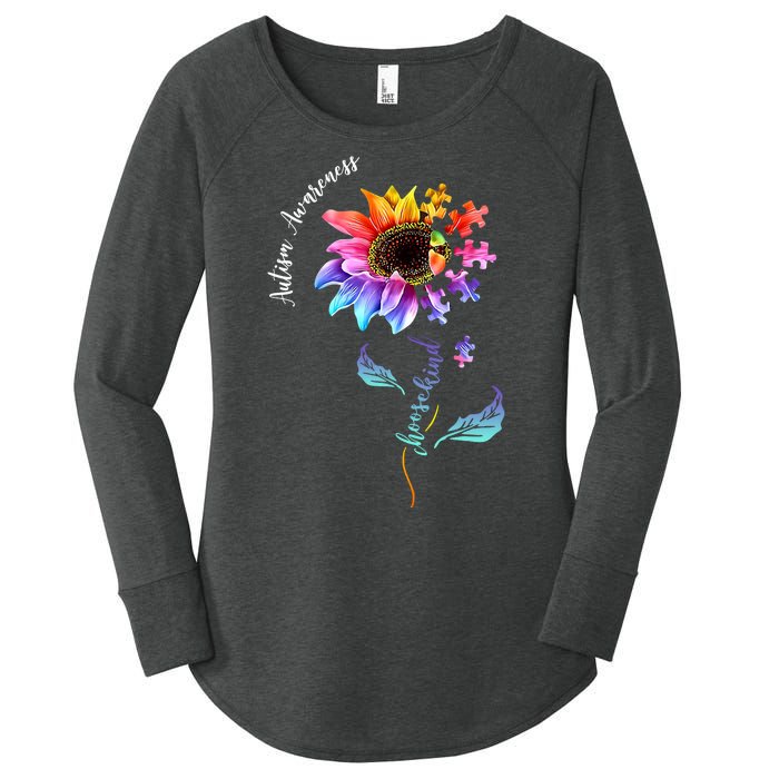 Autism Awareness Rainbow Sunflower Women's Perfect Tri Tunic Long Sleeve Shirt