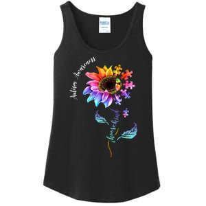 Autism Awareness Rainbow Sunflower Ladies Essential Tank