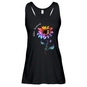 Autism Awareness Rainbow Sunflower Ladies Essential Flowy Tank