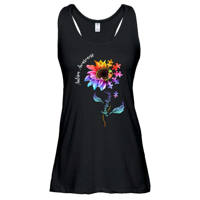 Autism Awareness Rainbow Sunflower Ladies Essential Flowy Tank