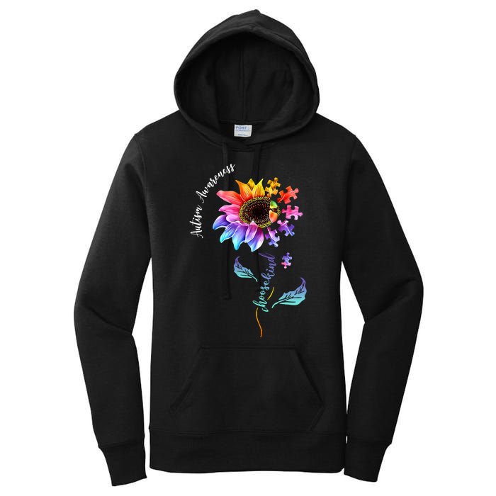 Autism Awareness Rainbow Sunflower Women's Pullover Hoodie