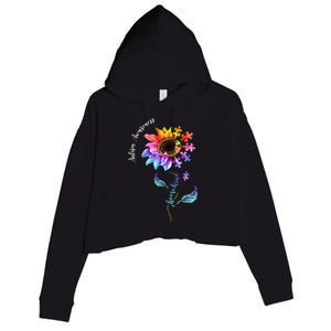 Autism Awareness Rainbow Sunflower Crop Fleece Hoodie