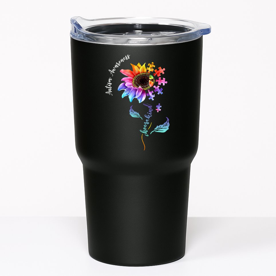 Autism Awareness Rainbow Sunflower Tumbler
