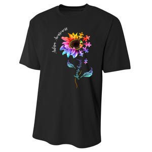 Autism Awareness Rainbow Sunflower Performance Sprint T-Shirt