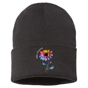 Autism Awareness Rainbow Sunflower Sustainable Knit Beanie