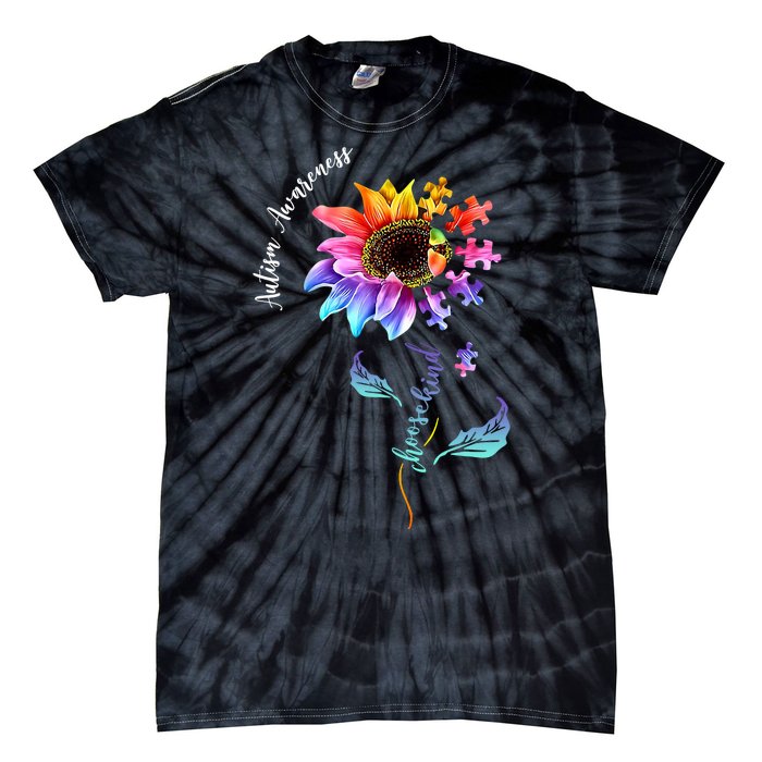 Autism Awareness Rainbow Sunflower Tie-Dye T-Shirt