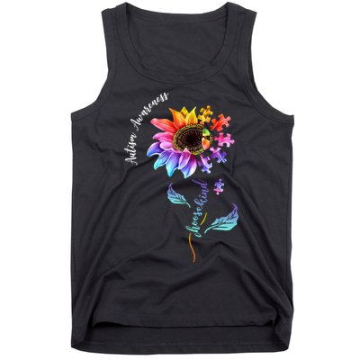 Autism Awareness Rainbow Sunflower Tank Top
