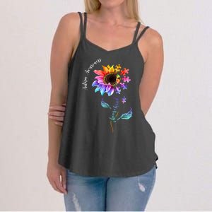 Autism Awareness Rainbow Sunflower Women's Strappy Tank