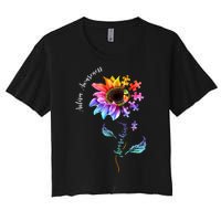 Autism Awareness Rainbow Sunflower Women's Crop Top Tee