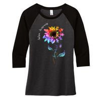 Autism Awareness Rainbow Sunflower Women's Tri-Blend 3/4-Sleeve Raglan Shirt