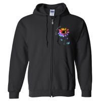 Autism Awareness Rainbow Sunflower Full Zip Hoodie