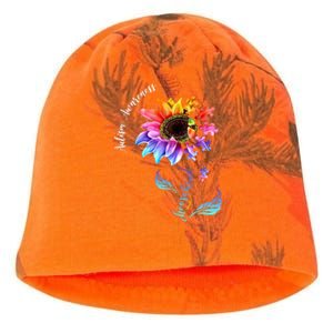 Autism Awareness Rainbow Sunflower Kati - Camo Knit Beanie