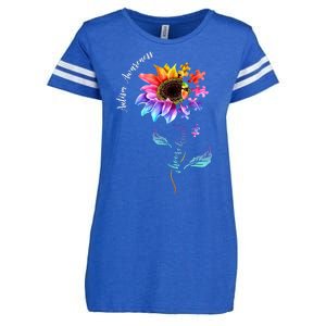 Autism Awareness Rainbow Sunflower Enza Ladies Jersey Football T-Shirt