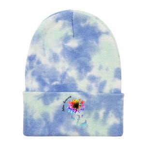 Autism Awareness Rainbow Sunflower Tie Dye 12in Knit Beanie