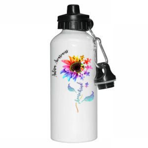 Autism Awareness Rainbow Sunflower Aluminum Water Bottle