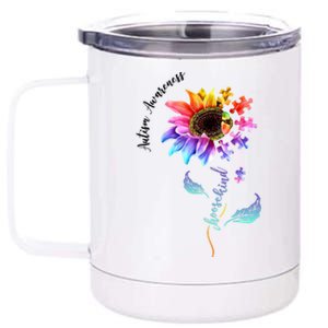 Autism Awareness Rainbow Sunflower 12 oz Stainless Steel Tumbler Cup