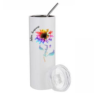 Autism Awareness Rainbow Sunflower Stainless Steel Tumbler