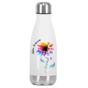 Autism Awareness Rainbow Sunflower Stainless Steel Insulated Water Bottle