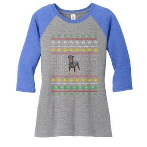 An Awesome Rottweiler Ugly Christmas Design Funny Gift Women's Tri-Blend 3/4-Sleeve Raglan Shirt