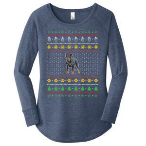 An Awesome Rottweiler Ugly Christmas Design Funny Gift Women's Perfect Tri Tunic Long Sleeve Shirt