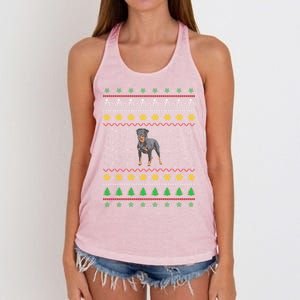 An Awesome Rottweiler Ugly Christmas Design Funny Gift Women's Knotted Racerback Tank