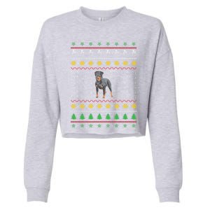 An Awesome Rottweiler Ugly Christmas Design Funny Gift Cropped Pullover Crew