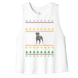 An Awesome Rottweiler Ugly Christmas Design Funny Gift Women's Racerback Cropped Tank