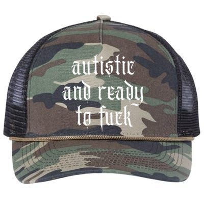 Autistic And Ready To Fuck Goth Autism Tism Punk Grunge Great Gift Retro Rope Trucker Hat Cap