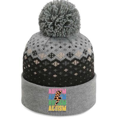 Autism Awareness Retro Cheetah The Baniff Cuffed Pom Beanie