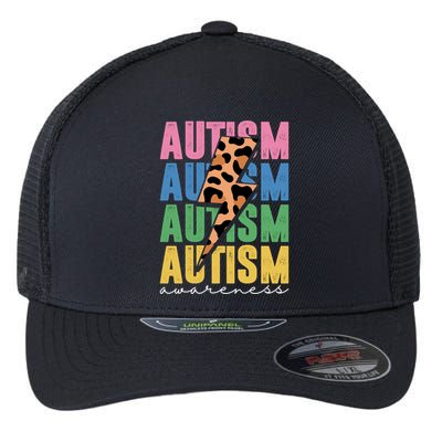 Autism Awareness Retro Cheetah Flexfit Unipanel Trucker Cap