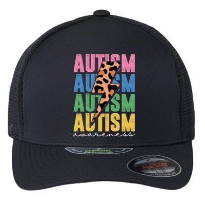 Autism Awareness Retro Cheetah Flexfit Unipanel Trucker Cap