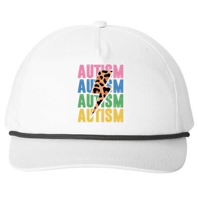 Autism Awareness Retro Cheetah Snapback Five-Panel Rope Hat