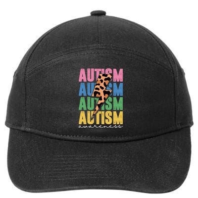 Autism Awareness Retro Cheetah 7-Panel Snapback Hat