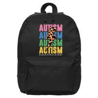Autism Awareness Retro Cheetah 16 in Basic Backpack
