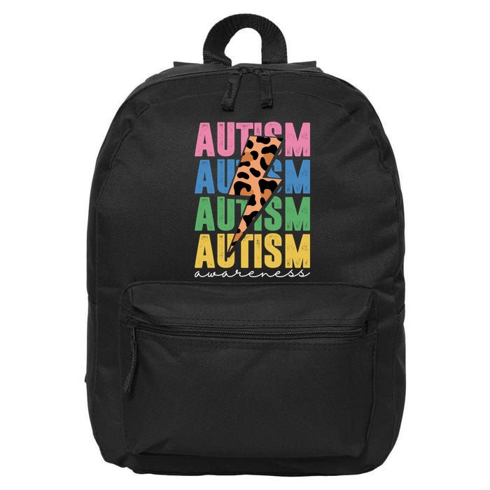 Autism Awareness Retro Cheetah 16 in Basic Backpack
