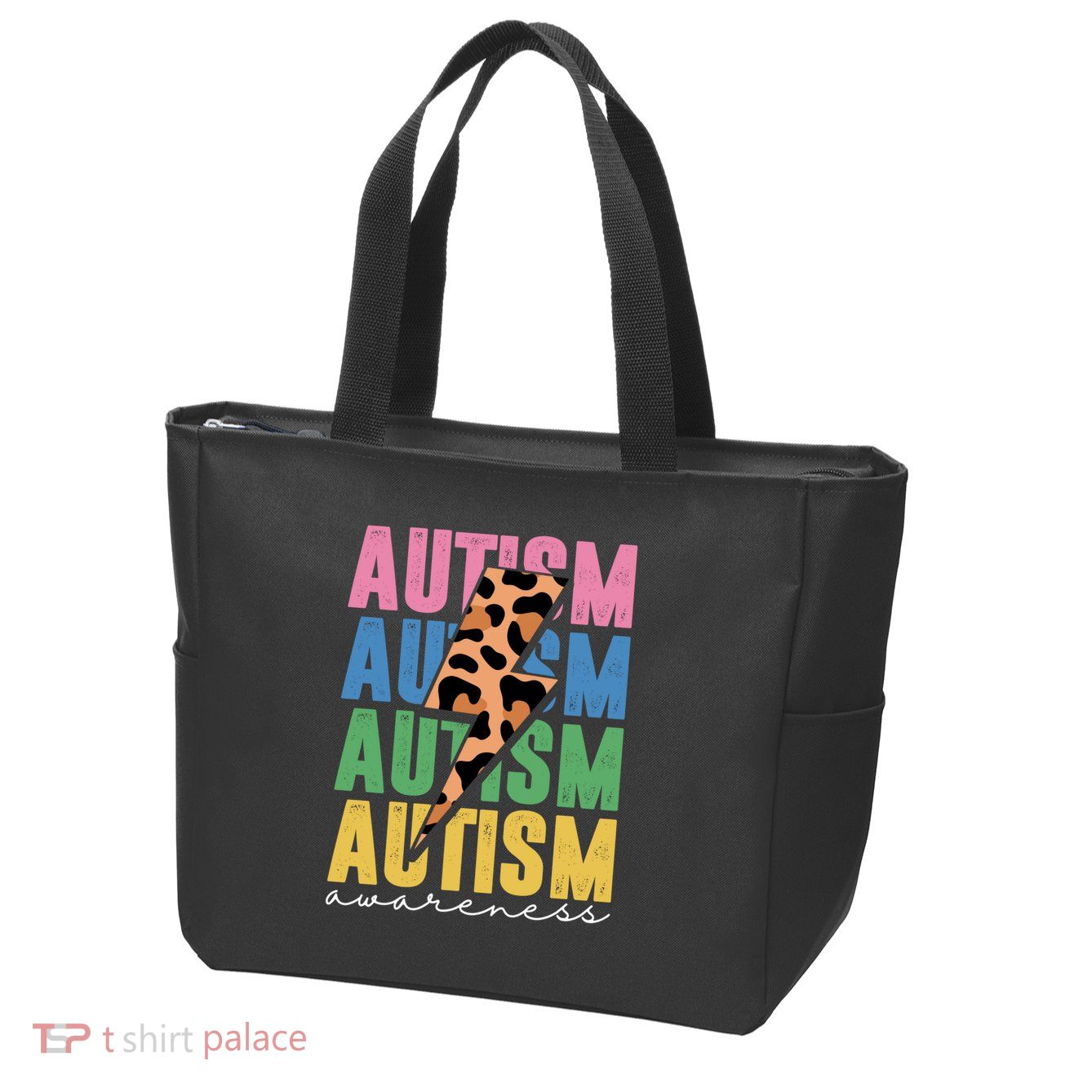 Autism Awareness Retro Cheetah Zip Tote Bag